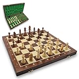 Schachspiel Schach Schachbrett Holz hochwertig 48 x 48 cm - Chess Board Set klappbar mit Schachfiguren groß für Kinder und Erwachsene