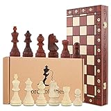 Schachspiel Schach Schachbrett Holz hochwertig 47,5 x 47,5 cm - Chess Board Set klappbar mit Schachfiguren groß für Kinder und Erwachsene